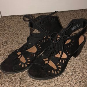 Soft Black lace up heels